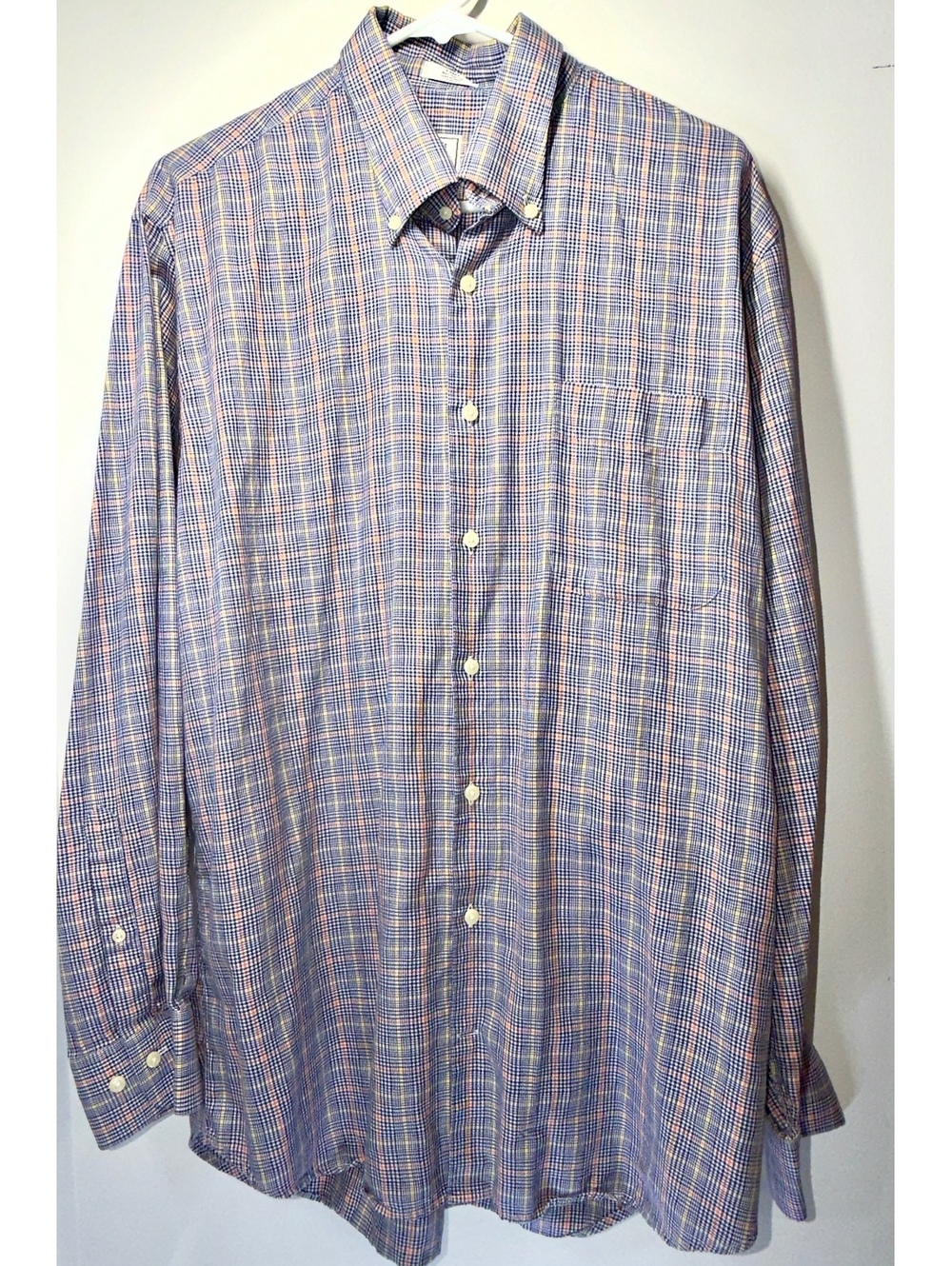 Peter Millar Men's Large  Button-Down Shirt navy Plaid houndstooth
